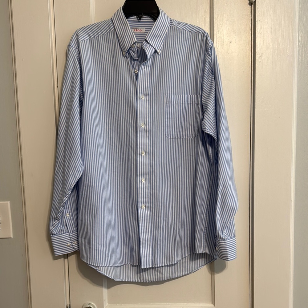 Izod Men's Blue Striped Shirt - Picture 1 of 3